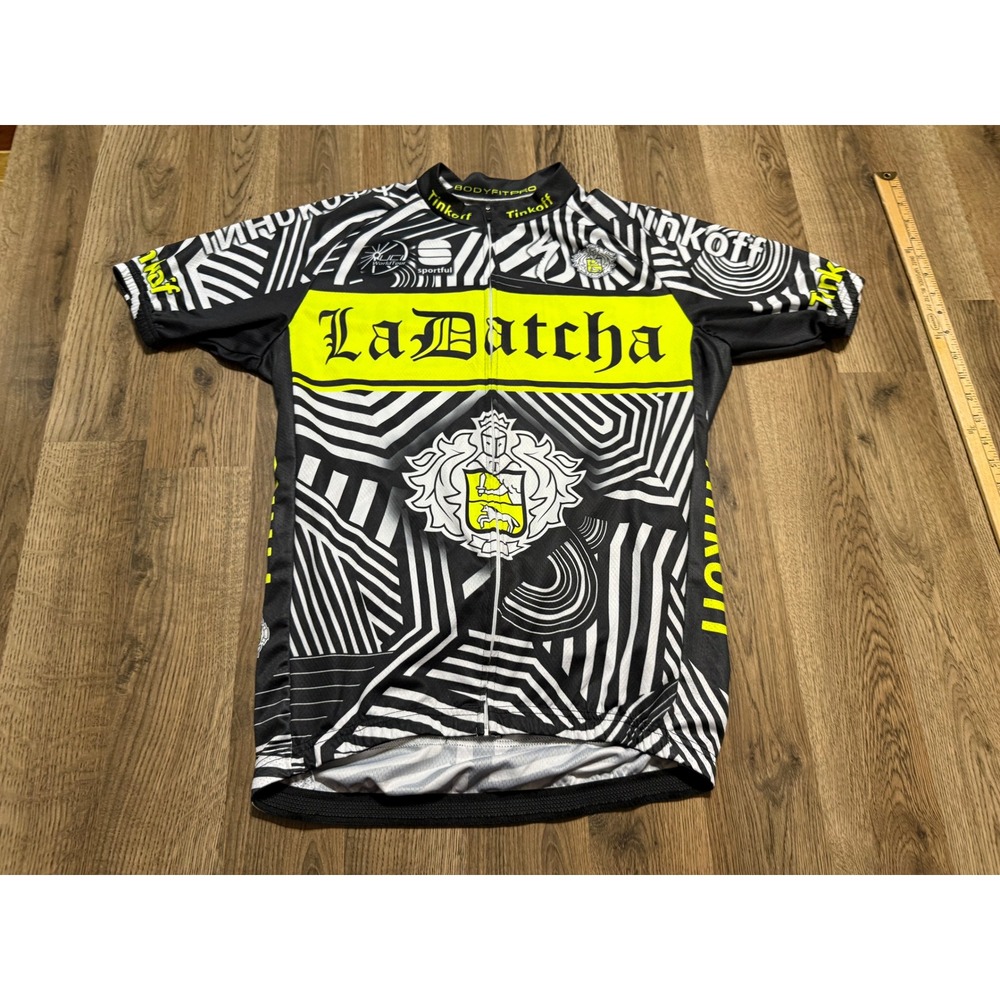 Sportful Tinkoff La Datcha Cycling Jersey Mens XL Black Yellow Geometric